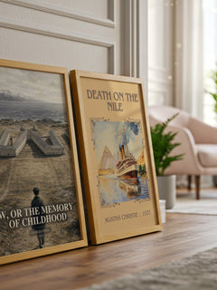 W, or the Memory of Childhood watercolour print framed by window – literary home decor