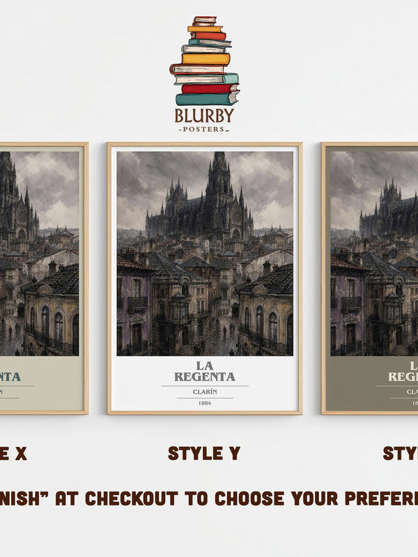La Regenta book cover print in frame leaning in hallway – classic literature wall art