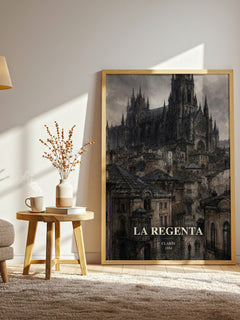 La Regenta watercolour print in frame leaning in hallway – classic literature wall art