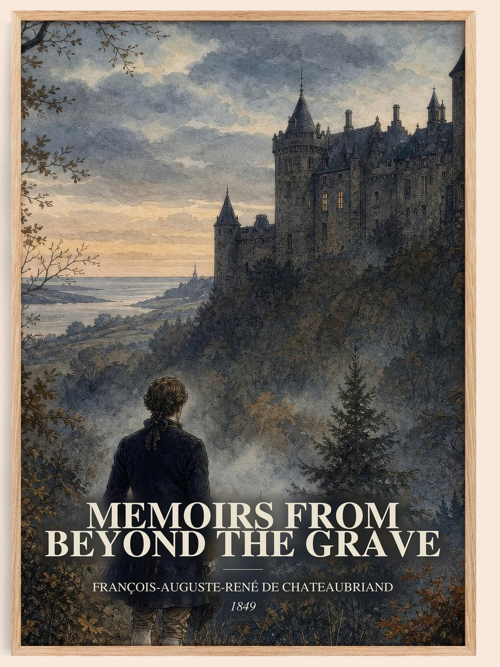 Memoirs From Beyond the Grave watercolour book poster by François-Auguste-René de Chateaubriand – framed literary art print