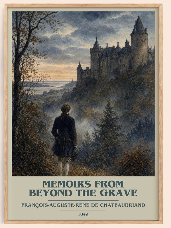Memoirs From Beyond the Grave book cover book poster by François-Auguste-René de Chateaubriand – framed literary art print