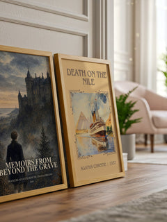 Memoirs From Beyond the Grave watercolour print framed by window – literary home decor