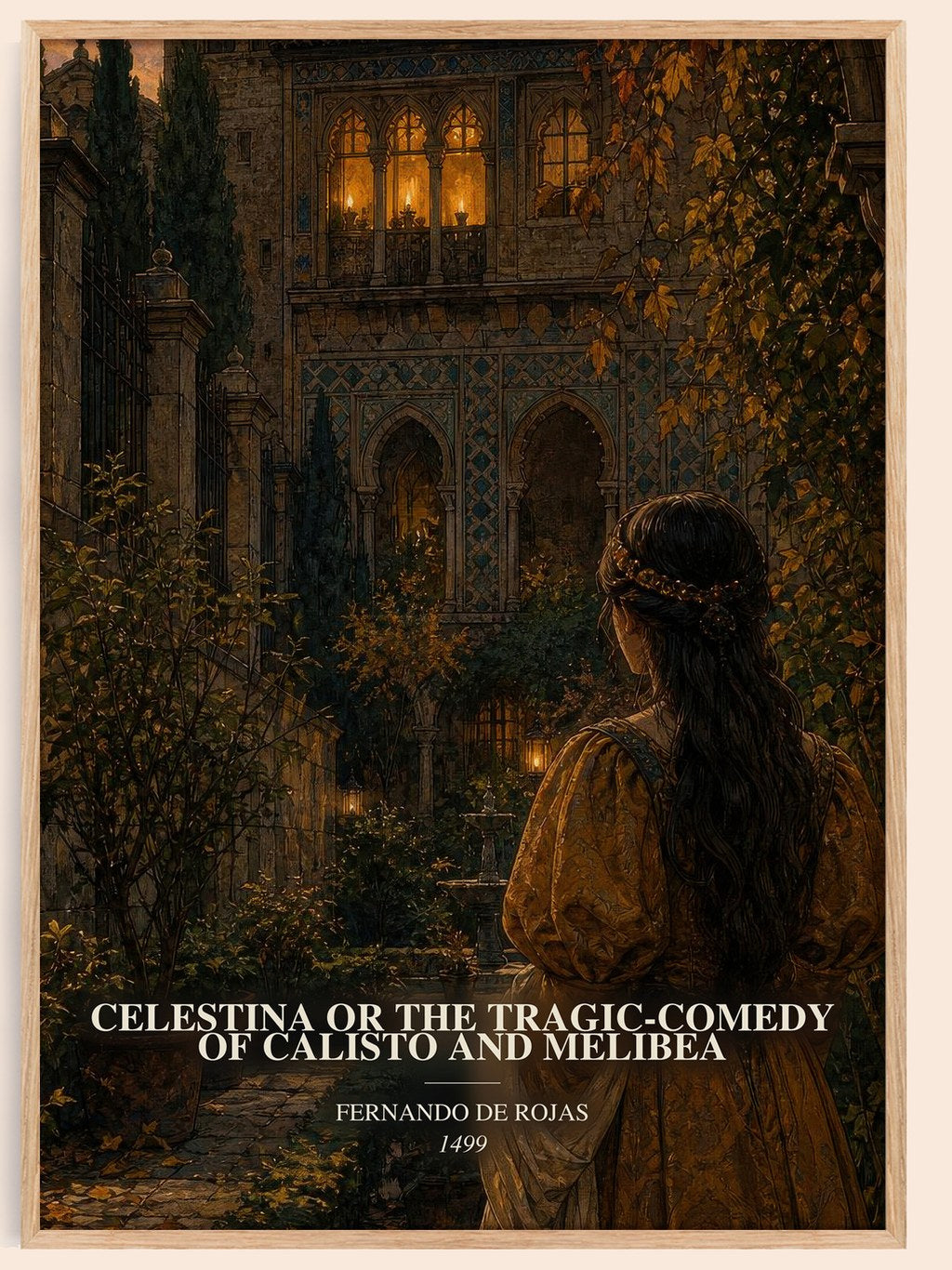 Celestina Or The Tragic-Comedy Of Calisto And Melibea watercolour book poster by Fernando de Rojas – framed literary art