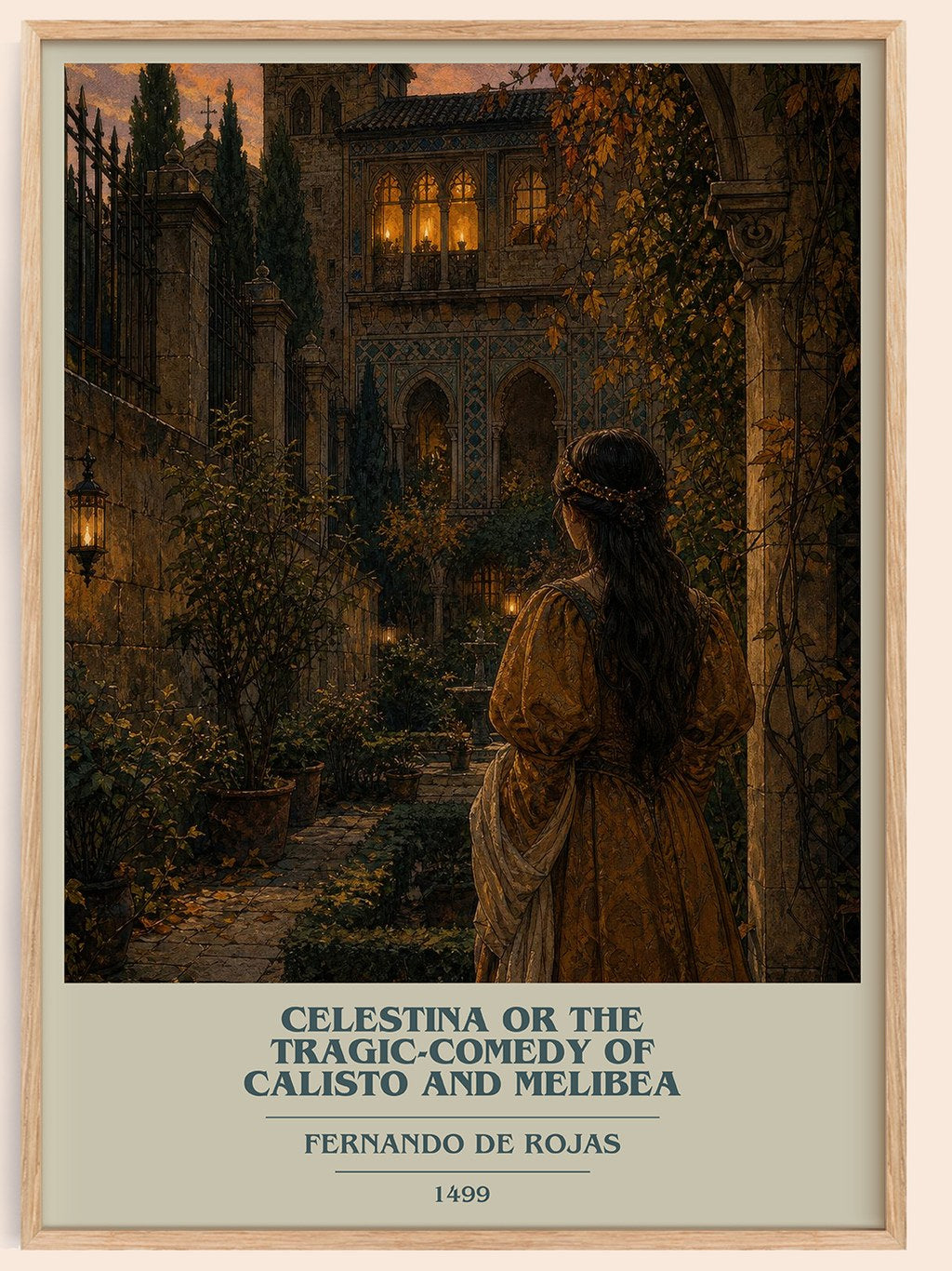 Celestina Or The Tragic-Comedy Of Calisto And Melibea book cover book poster by Fernando de Rojas – framed literary art print