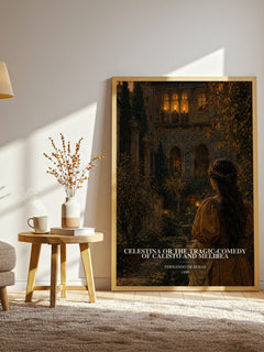 Celestina Or The Tragic-Comedy Of Calisto And Melibea watercolour print in frame leaning in hallway – classic literature