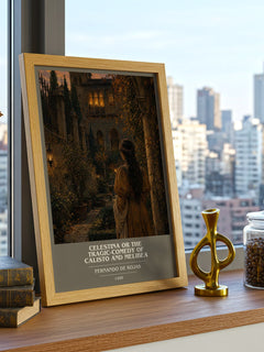 Celestina Or The Tragic-Comedy Of Calisto And Melibea book cover print framed by window – literary home decor