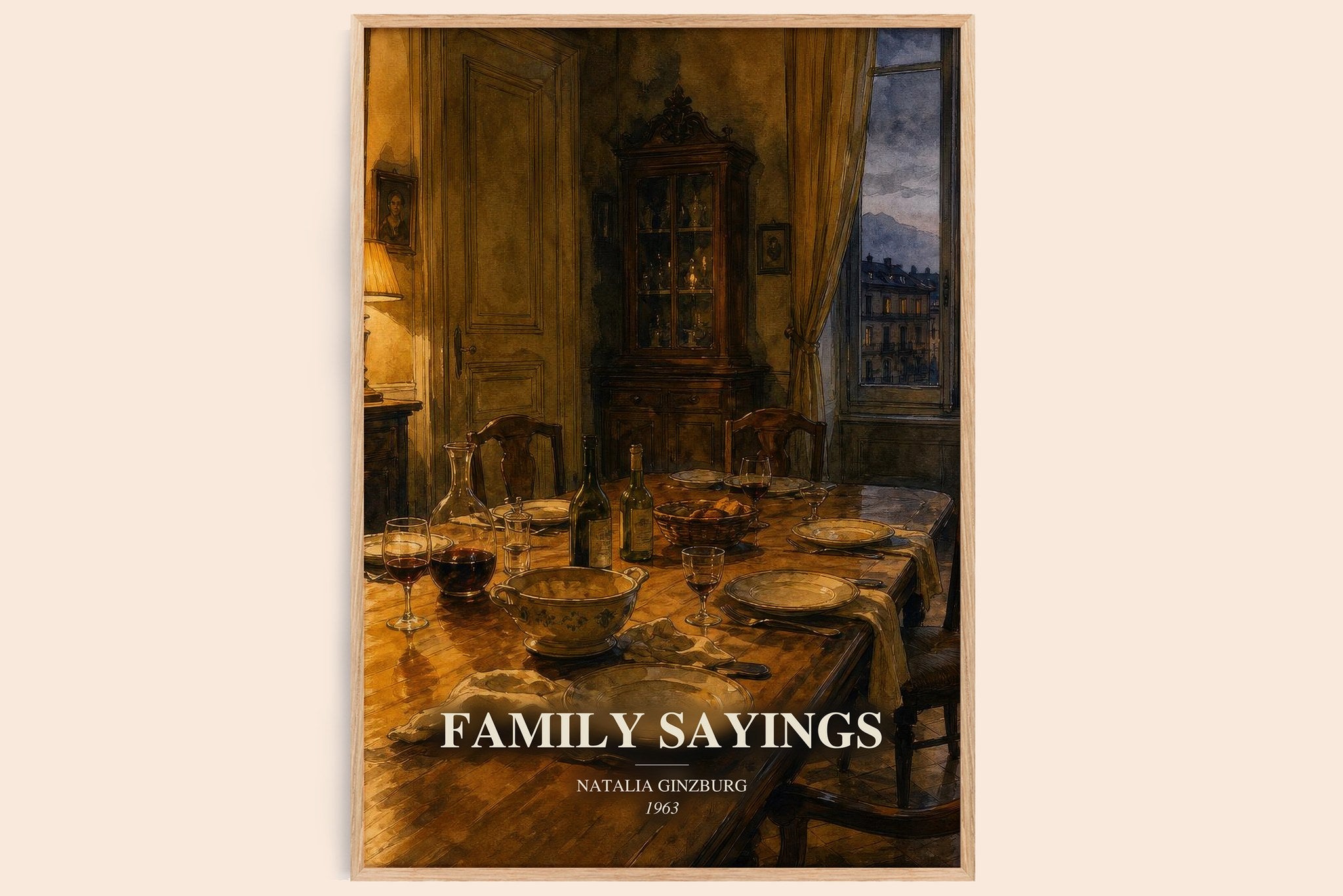 Family Sayings Book Watercolour Illustration by Natalia Ginzburg