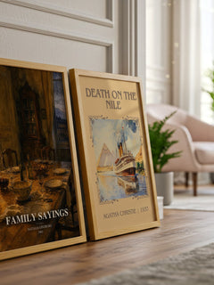Family Sayings watercolour print framed by window – literary home decor