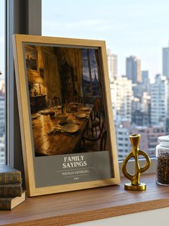 Family Sayings book cover print framed by window – literary home decor