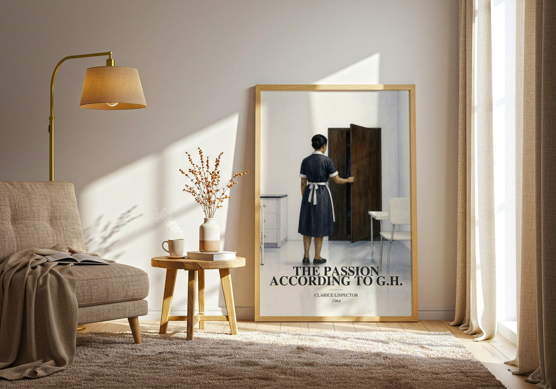 The Passion According to G.H. watercolour print in frame leaning in hallway – literary fiction wall art