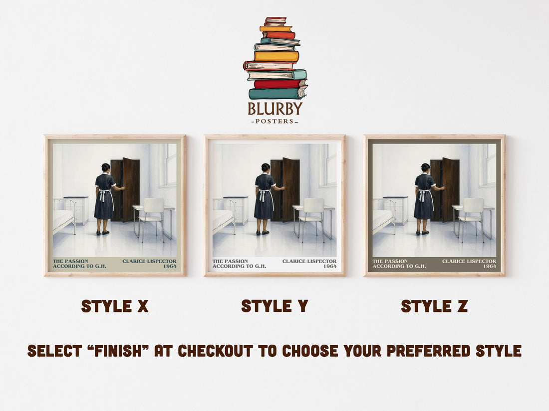 The Passion According to G.H. literary print in frame leaning in hallway – literary fiction wall art (mockup)