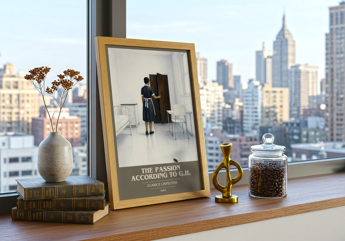 The Passion According to G.H. book cover print framed by window – literary home decor