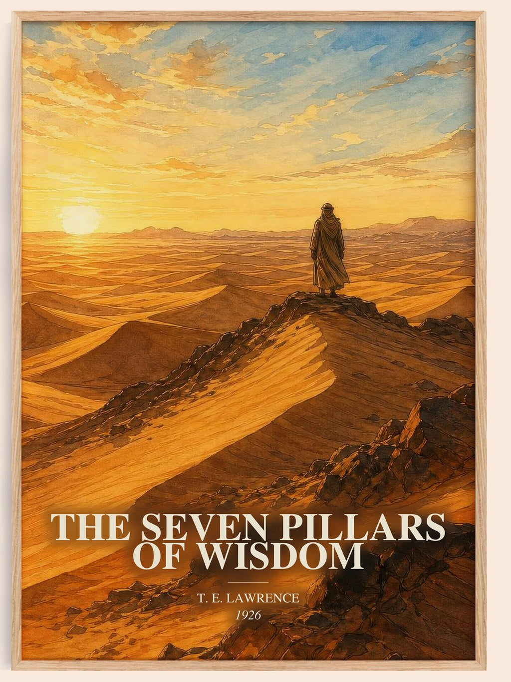 The Seven Pillars of Wisdom watercolour book poster by T. E. Lawrence – framed literary art print