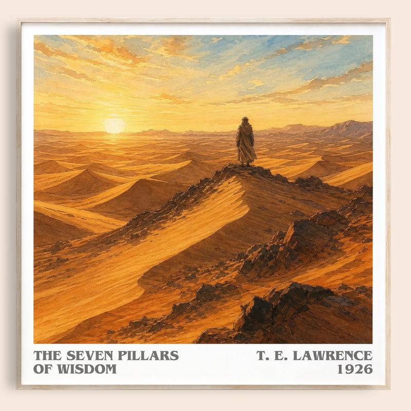 The Seven Pillars of Wisdom literary book poster by T. E. Lawrence – framed literary art print