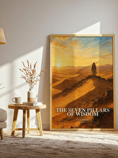 The Seven Pillars of Wisdom watercolour print in frame leaning in hallway – memoir wall art