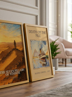 The Seven Pillars of Wisdom watercolour print framed by window – literary home decor