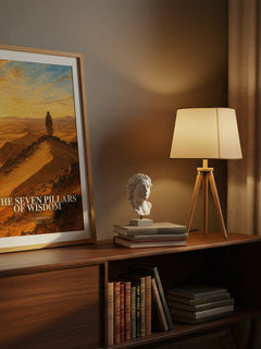 The Seven Pillars of Wisdom watercolour print on bookshelf – T. E. Lawrence fan gift