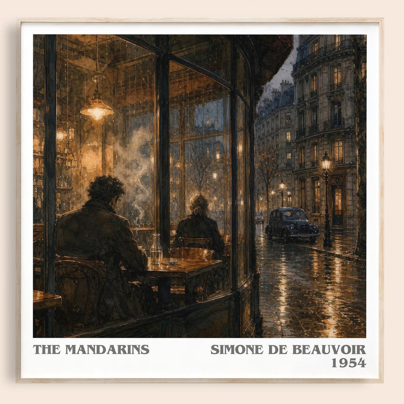 The Mandarins literary book poster by Simone de Beauvoir – framed literary art print