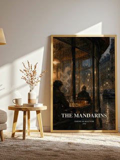 The Mandarins watercolour print in frame leaning in hallway – literary fiction wall art