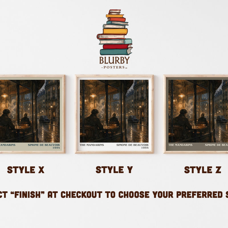 The Mandarins literary print in frame leaning in hallway – literary fiction wall art