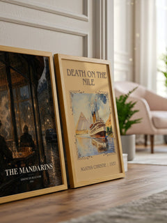 The Mandarins watercolour print framed by window – literary home decor