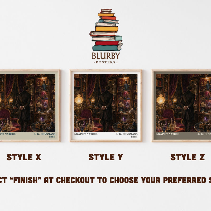 Against Nature literary print in frame leaning in hallway – literary fiction wall art