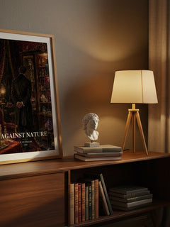 Against Nature watercolour print on bookshelf – J. K. Huysmans fan gift