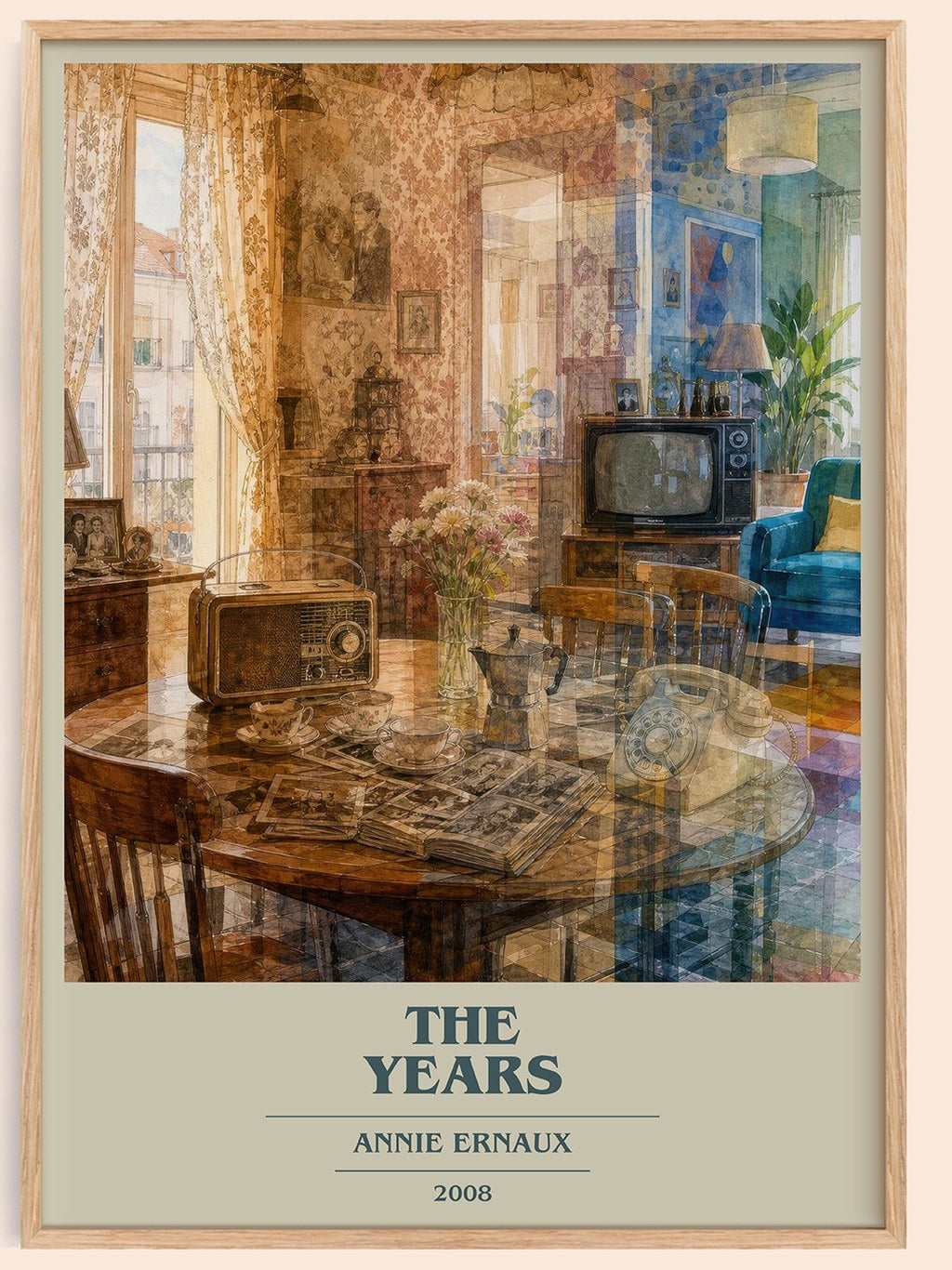 The Years book cover book poster by Annie Ernaux – framed literary art print