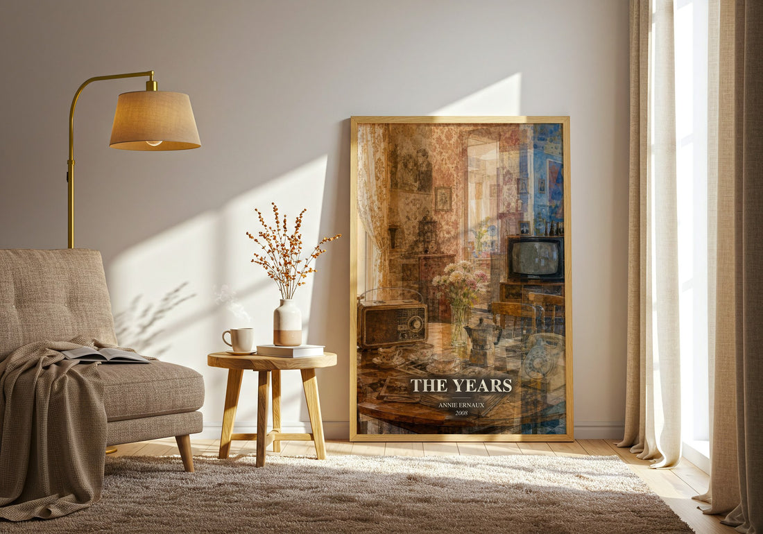 The Years watercolour print in frame leaning in hallway – memoir wall art