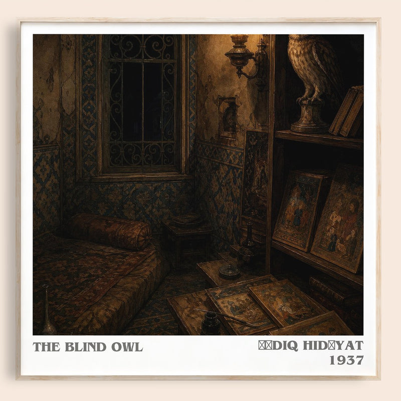 The Blind Owl literary book poster by Ṣādiq Hidāyat – framed literary art print