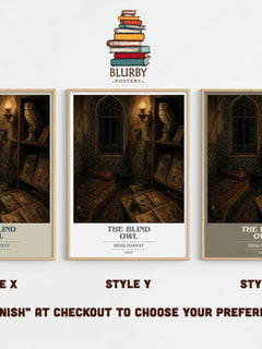 The Blind Owl book cover print in frame leaning in hallway – literary fiction wall art