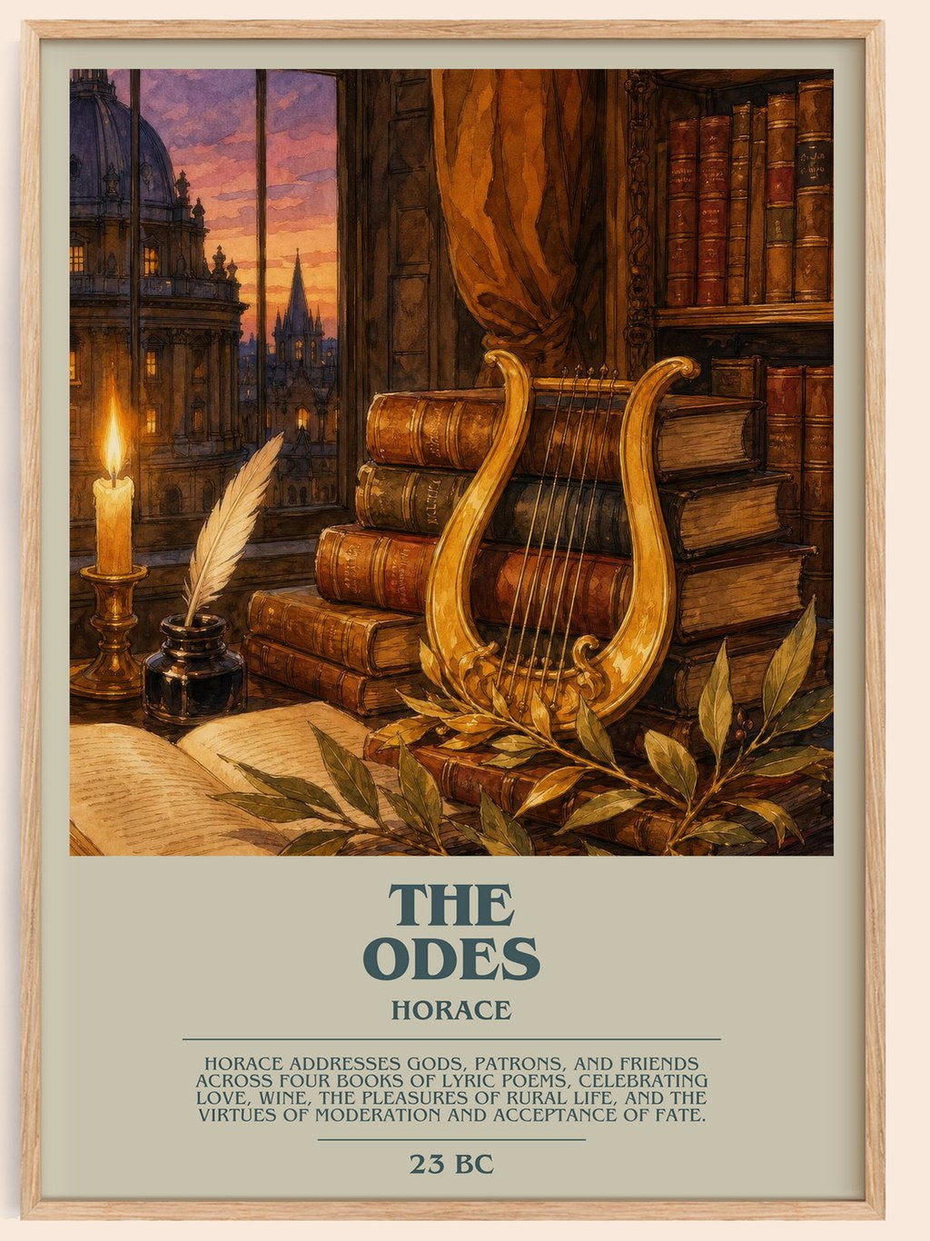 The Odes bookish book poster by Horace – framed literary art print