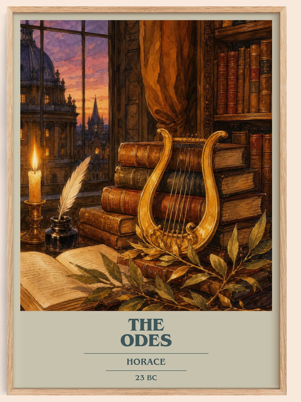 The Odes book cover book poster by Horace – framed literary art print