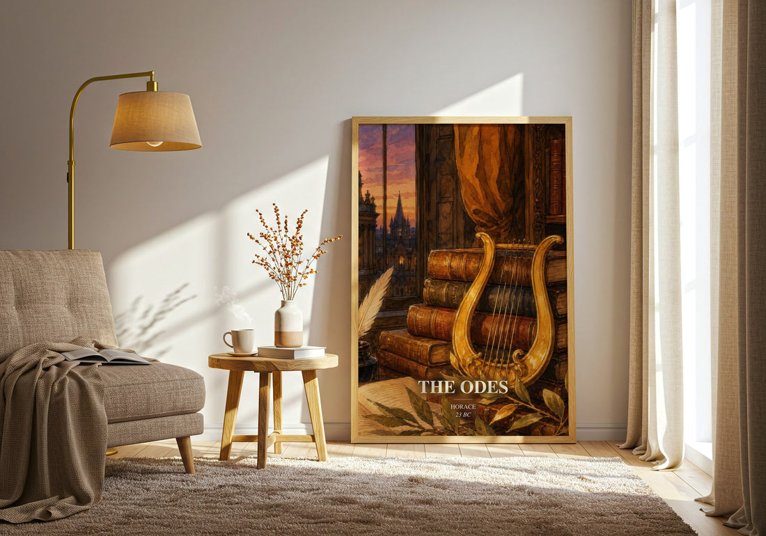 The Odes watercolour print in frame leaning in hallway – poetry wall art