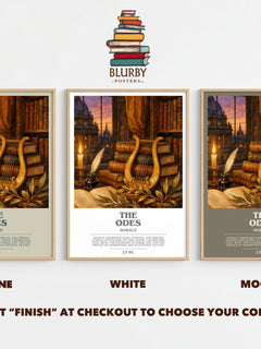 The Odes bookish print framed by window – Stone, White and Mocha side by side – choose your colour