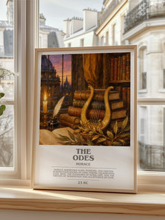 The Odes bookish print in frame leaning in hallway – poetry wall art