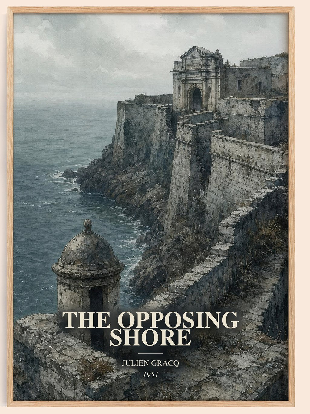 The Opposing Shore watercolour book poster by Julien Gracq – framed literary art print