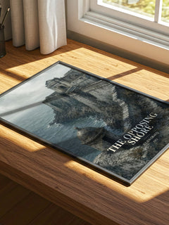 The Opposing Shore watercolour book poster framed on wall – literary fiction wall art