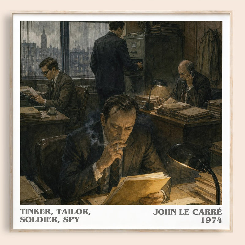 Tinker, Tailor, Soldier, Spy literary book poster by John le Carré – framed literary art print