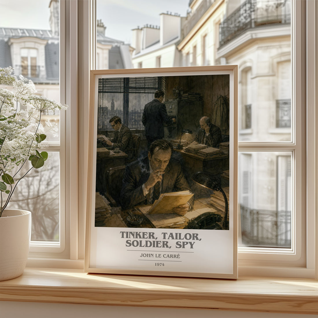 Tinker, Tailor, Soldier, Spy book cover poster colour and style options – John le Carré book art (mockup)
