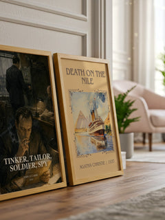 Tinker, Tailor, Soldier, Spy watercolour print framed by window – literary home decor