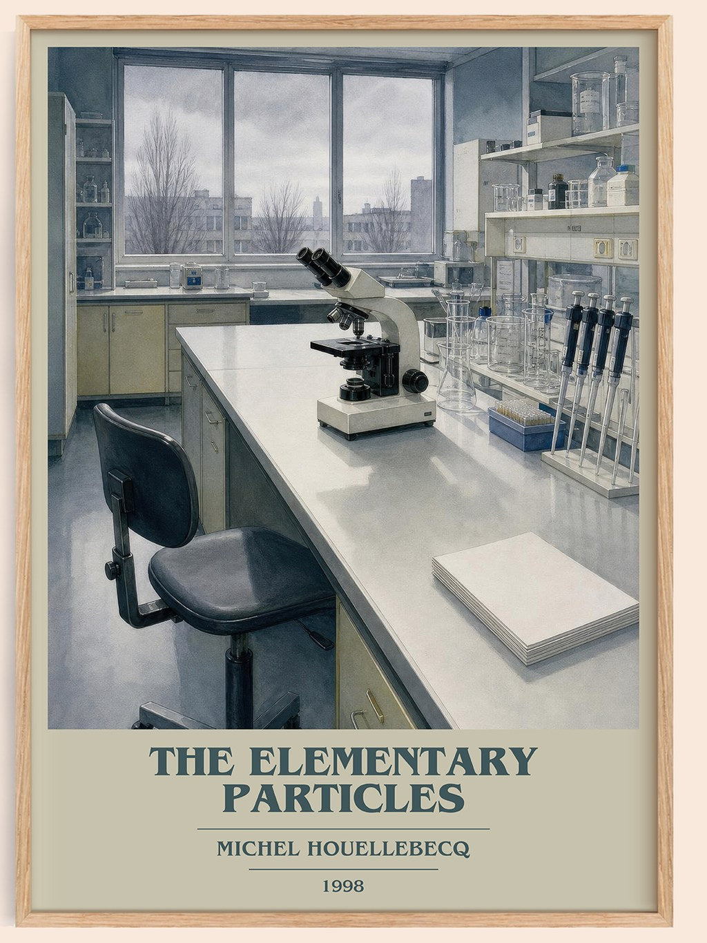 The Elementary Particles book cover book poster by Michel Houellebecq – framed literary art print