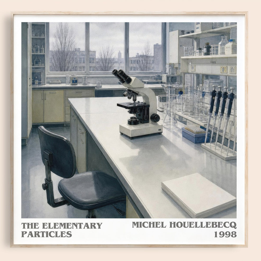 The Elementary Particles literary book poster by Michel Houellebecq – framed literary art print