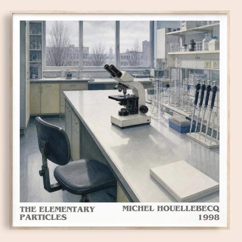 The Elementary Particles literary book poster by Michel Houellebecq – framed literary art print