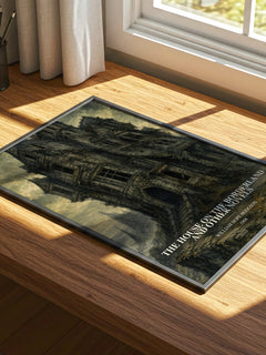 The House On The Borderland And Other Novels watercolour book poster framed on wall – horror wall art