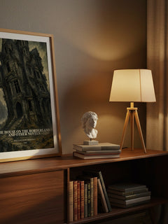 The House On The Borderland And Other Novels watercolour print on bookshelf – William Hope Hodgson fan gift