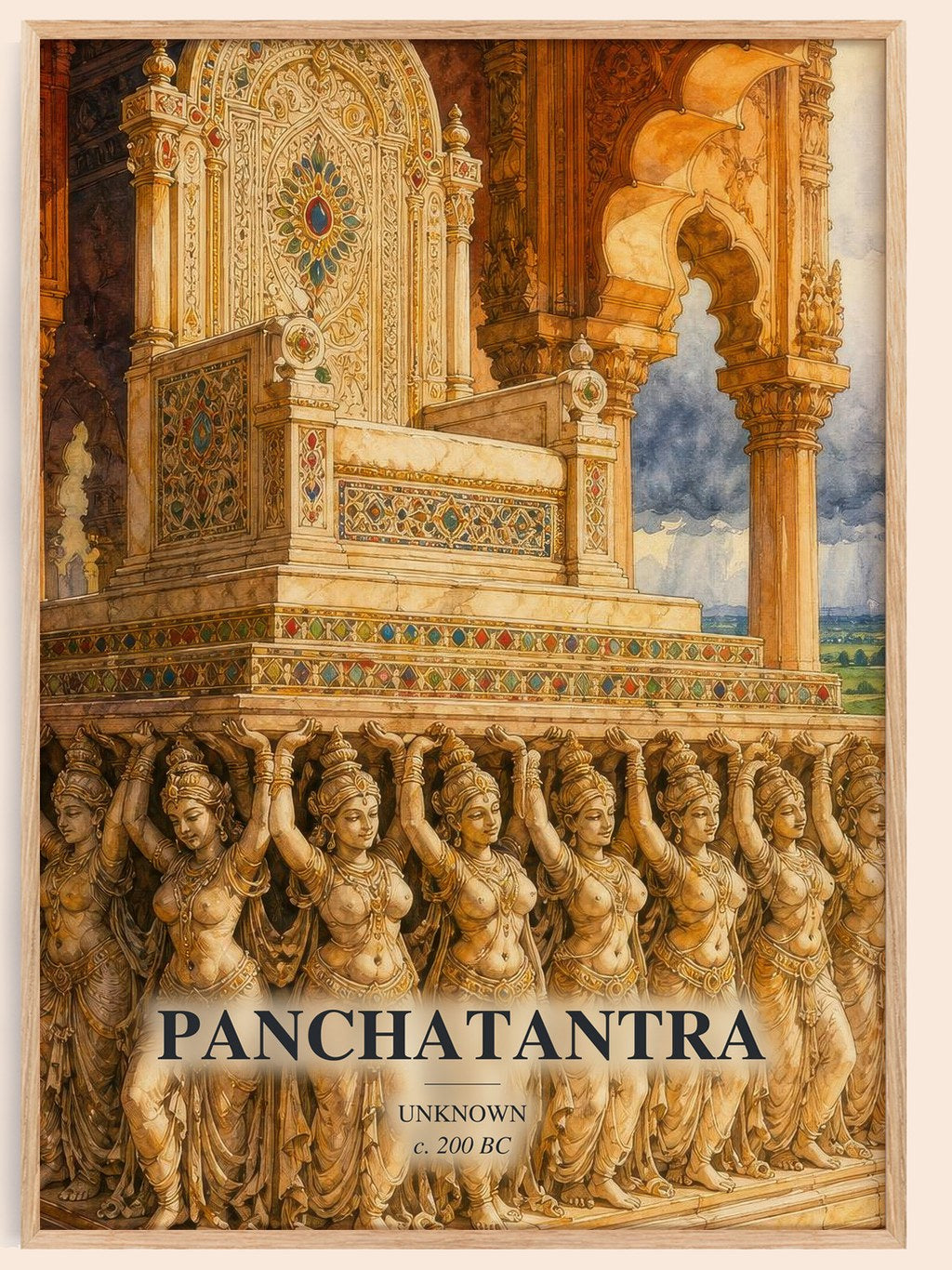 Panchatantra watercolour book poster by Unknown – framed literary art print