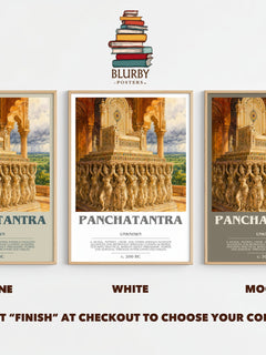 Panchatantra bookish print framed by window – Stone, White and Mocha side by side – choose your colour