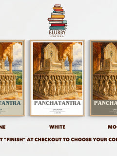 Panchatantra book cover print framed by window – Stone, White and Mocha side by side – choose your colour