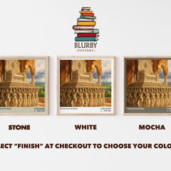 Panchatantra literary print framed by window – Stone, White and Mocha square prints side by side – choose your colour